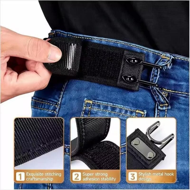 [Confortável e Portátil] Cinto Ajustável de Alta Elasticidade/Cinto Prático com Gancho Metálico