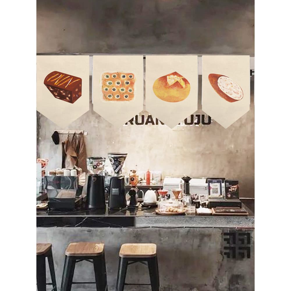 Pão sobremesa loja flâmula cortina divisória cozinha restaurante porta cabeça bloco cortina meia cortina perfuração-livr