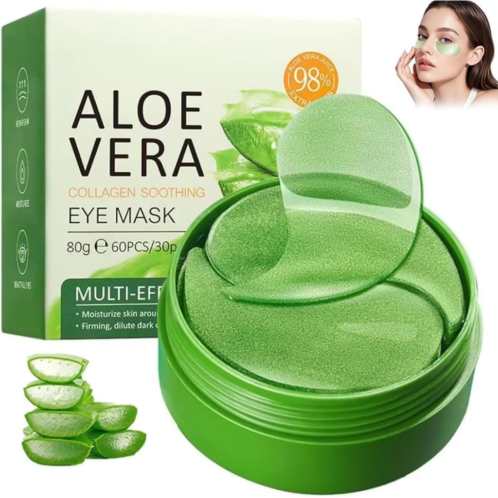 60 peças de adesivos de colágeno para os olhos, adesivos de máscara para os olhos com aloe vera para remover olheiras e