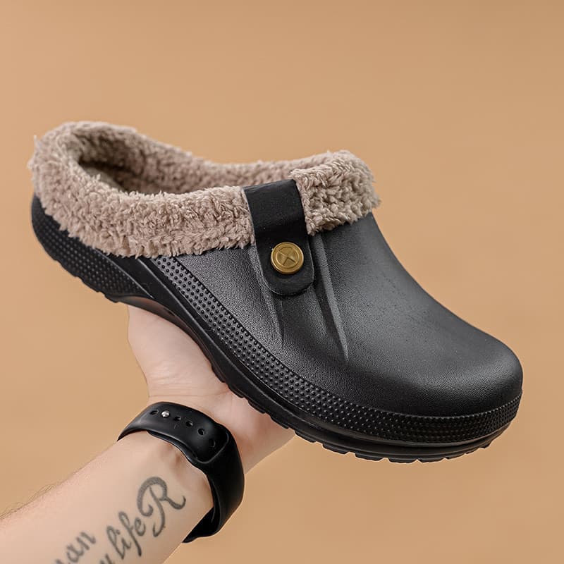 [2026 Novo produto] 2026 outono inverno masculino estilo casal chinelos de algodão peludo casa buraco sapatos pronto est