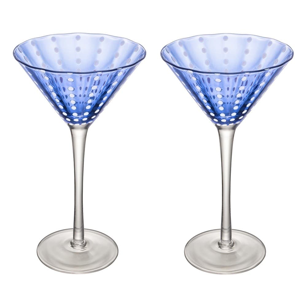 Cj 2 Taças de Vidro para Coquetel/Martini Orquídea Azul 220ml Wolff
