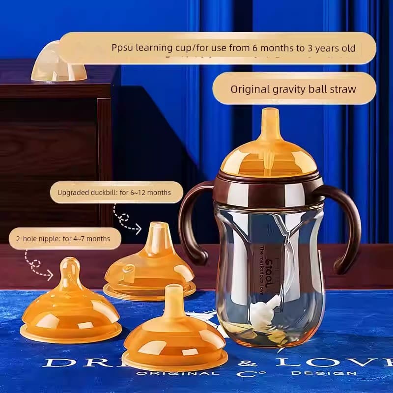 Copo canudo infantil Copo bico macio silicone para dentição Copo canudo para toddler Sentole bebê aprender de beber