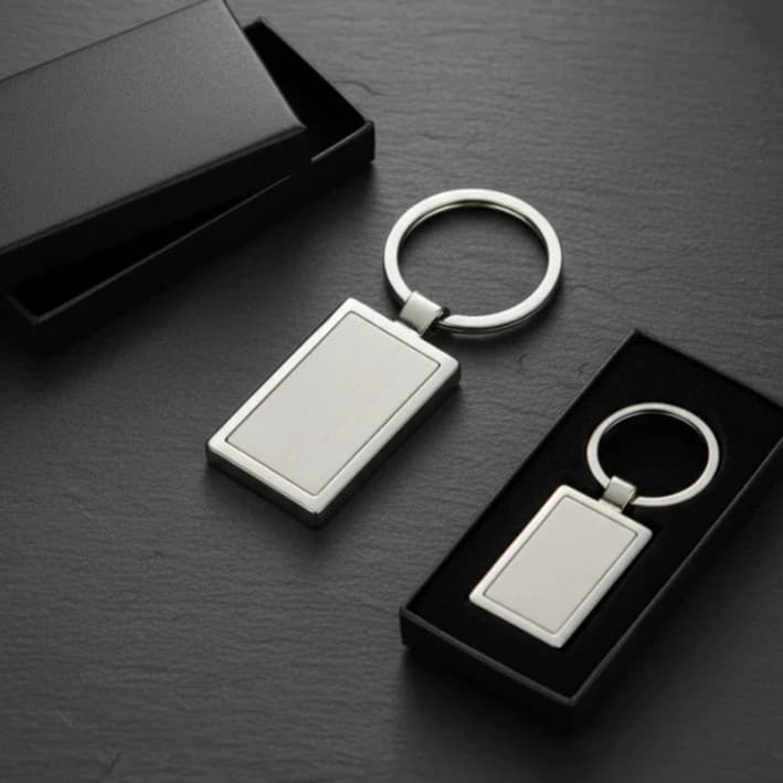 Chaveiro Metal Personalizado Gravação Laser Retangular Metálico/ brinde corporativo/ presente/ lembrança