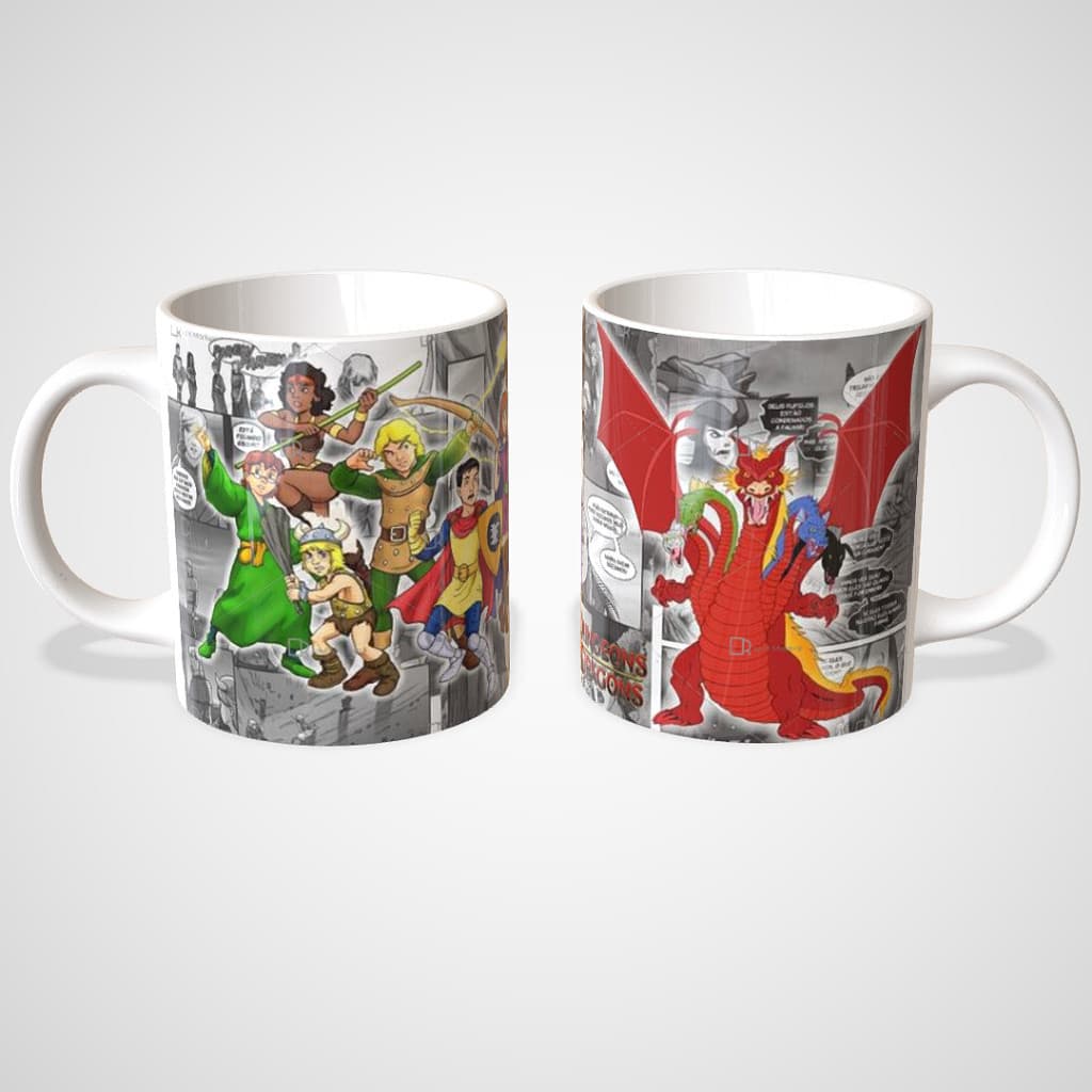 Caneca porcelana Caverna do Dragão desenho clássicos