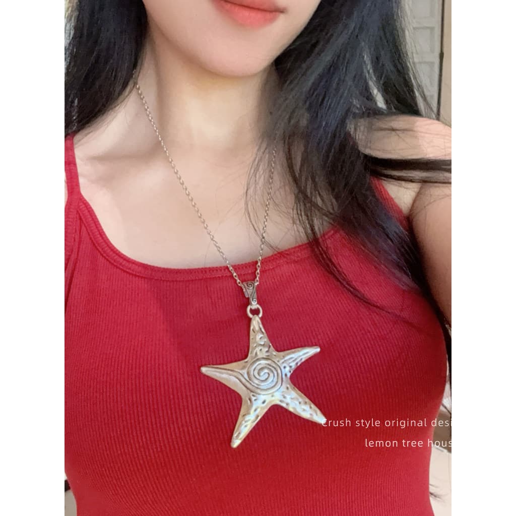 colar femenino colar aço inoxidável Colar de estrela do mar feminino Design exagerado longo pingente acessórios y2k do