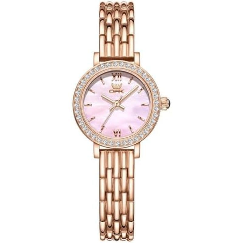 OPK Relógio Feminino Vestido De Luxo Estilo Original para Pulsos Pequenos , Exibição De Data De Leitura Fácil À Prova D'