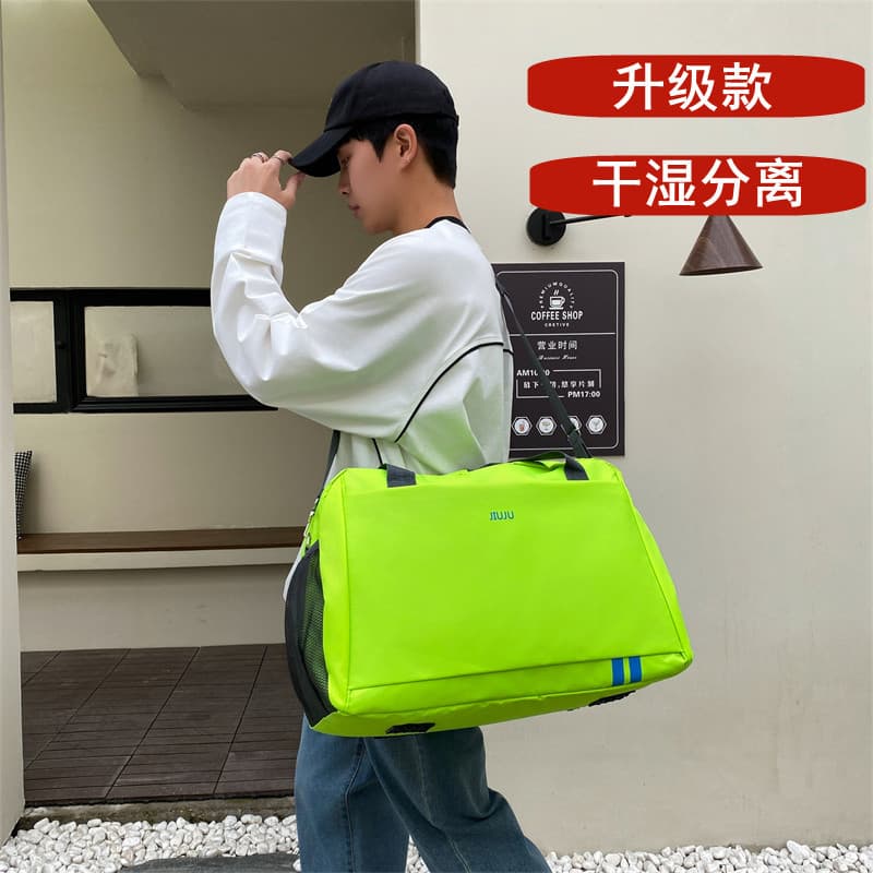 Bolsa de viagem de ombro com separação seca e molhada, bolsa de viagem de curta distância, portátil, bolsa de viagem de