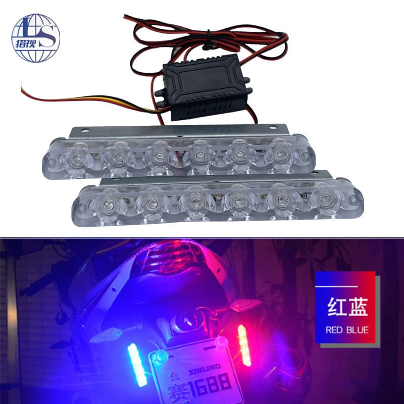 Luz de freio intermitente para motocicleta e carro, luz de advertência modificada com 6 LEDs duplos, luz de placa de lic