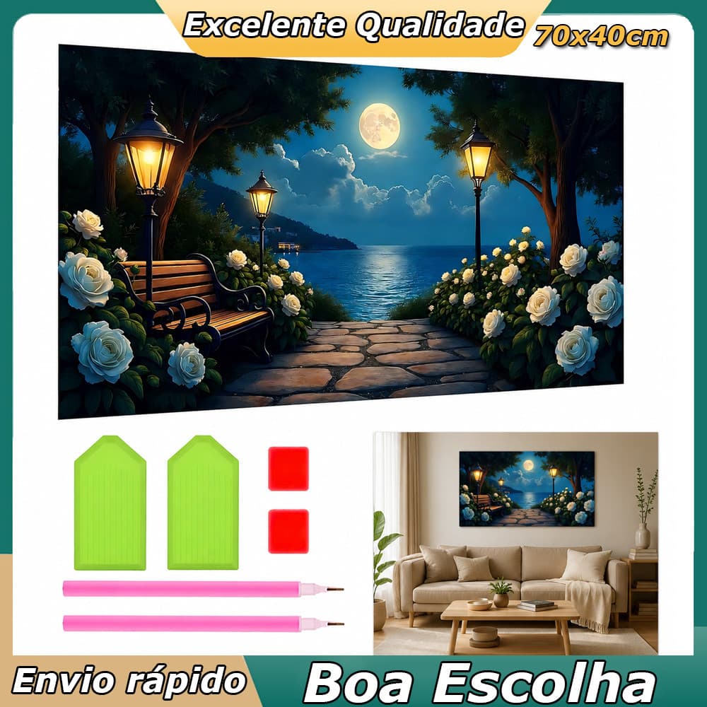Quadro Decorativo Luzes noturnas com Diamantes Quadrados 70x40cm
