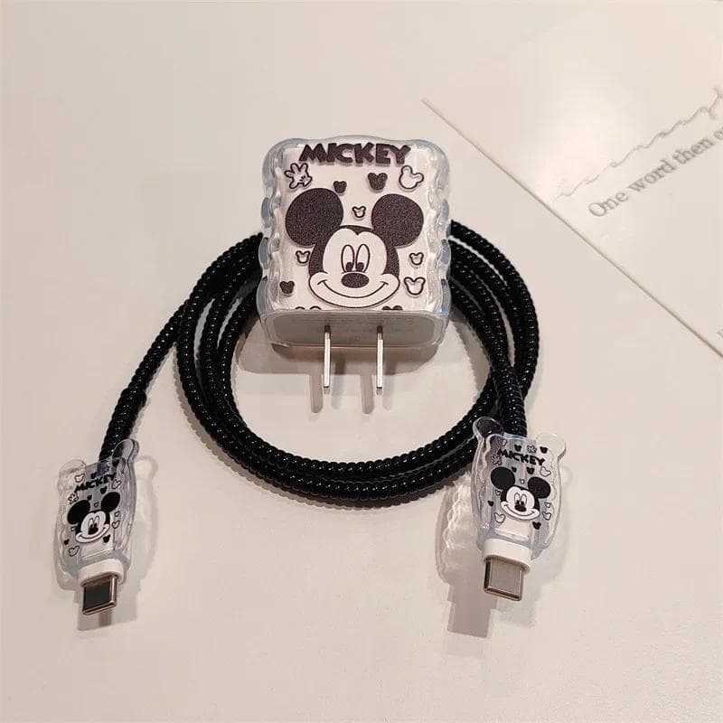 Enrolador De Cabo USB De Desenho Animado Compatível Com iPhone 18/20W Protetor De Carregador Para 16 15 14 13 12 Mickey