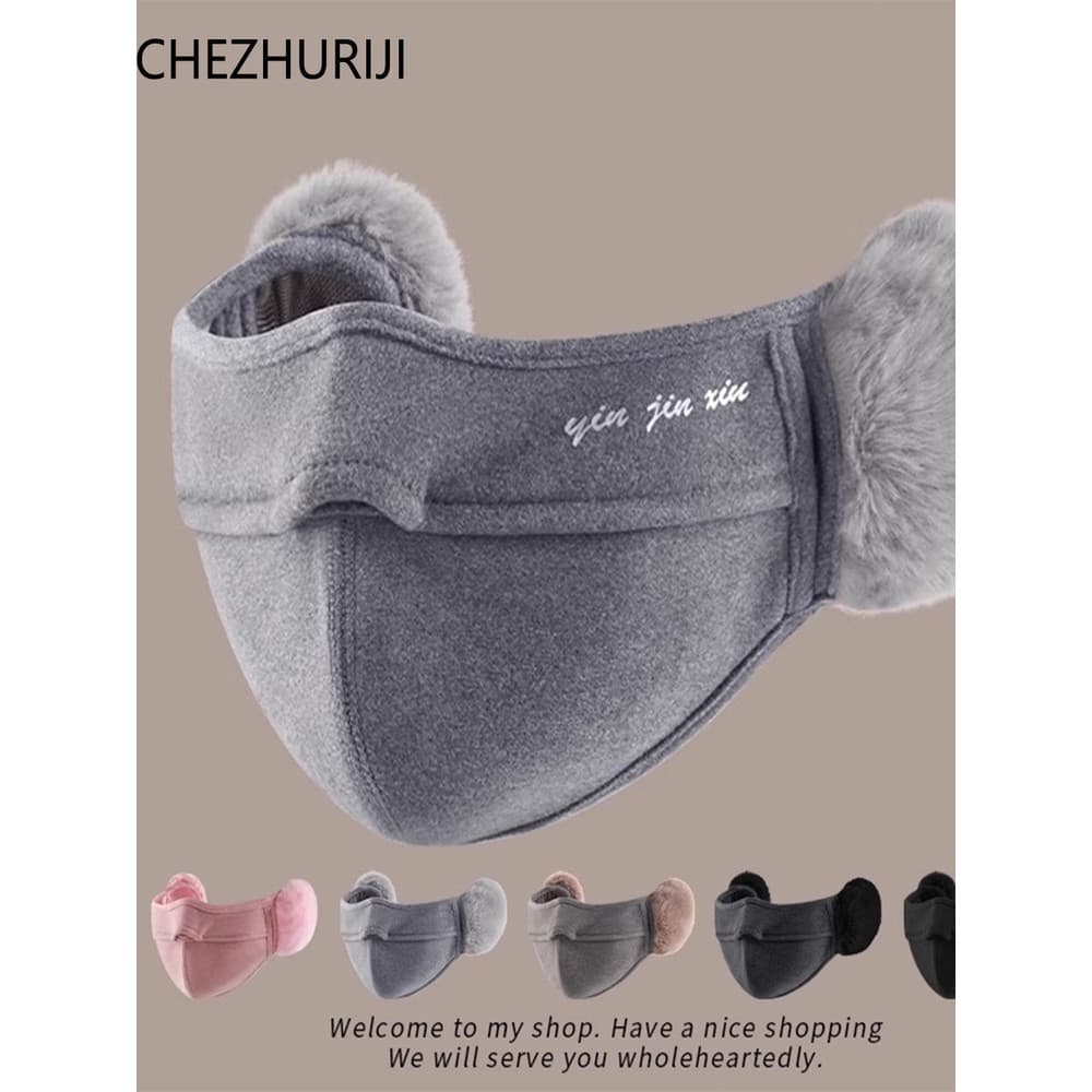 Além de protetores de orelha de pelúcia, máscaras de proteção facial, unissex, engrossado, inverno, ciclismo, proteção d