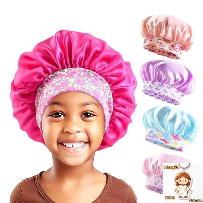 Touca Kids De Cetim Antifrizz Para Crianças Infantil Cabelo Cacheado, Liso, Crespo 025-054
