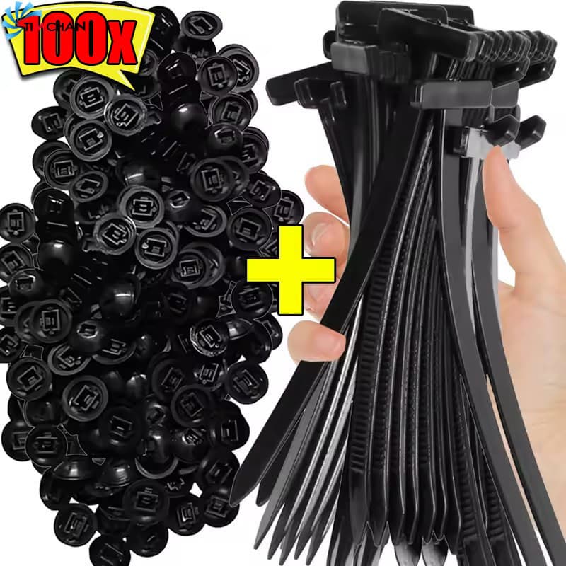 Kit Enforca Gato Abraçadeira de Nylon Presilhas Automotivas Fivela Nylon Fita Auto Travante para Uso Universal