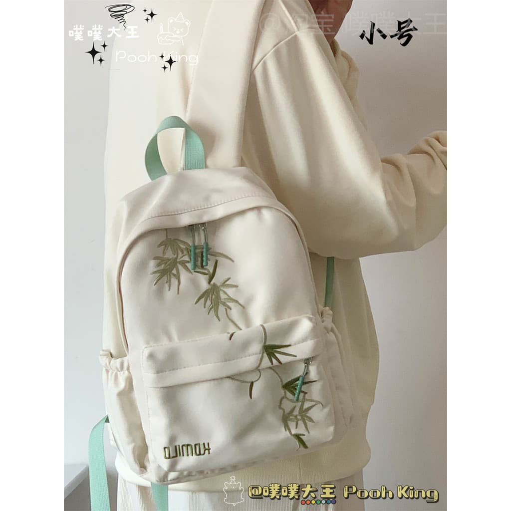 Nacional na moda estilo antigo bambu bordado mochila verão legal sentido mochila feminina estudante universitário viagem