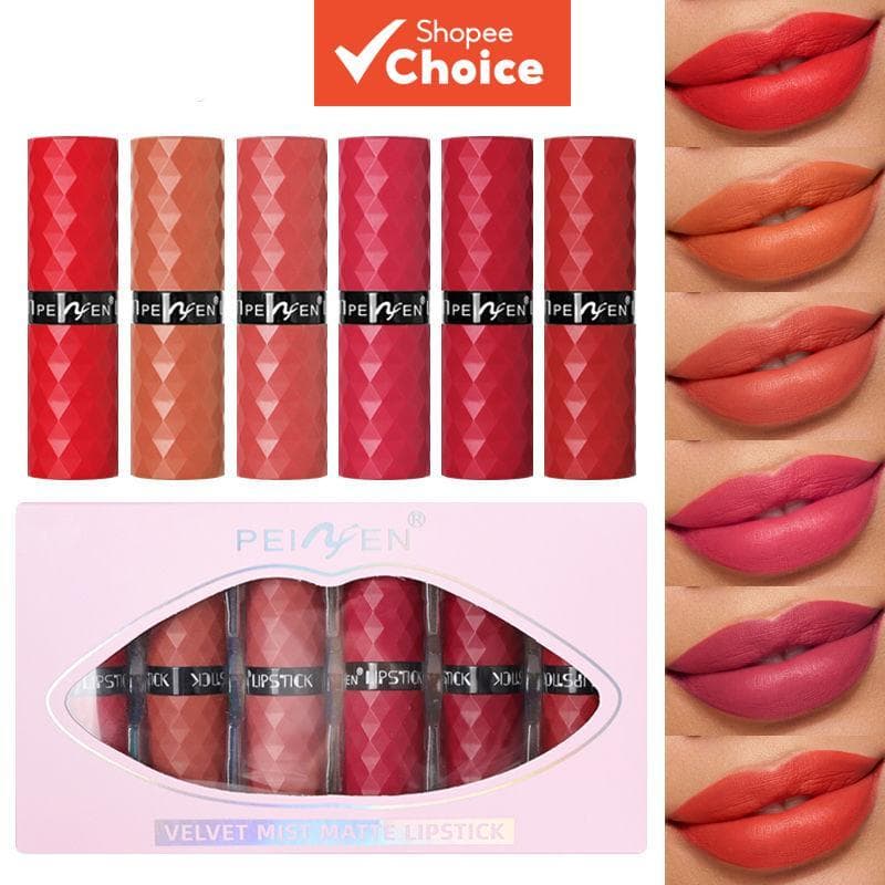 Batom Matte Velvet Smooth, Tubo com Relevo Diamante, Longa Duração, Não Resseca, 6 Tons Universais para Todos os Tons de