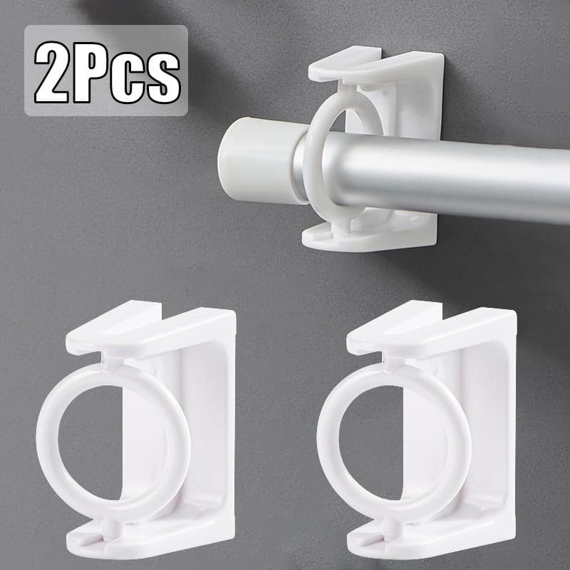 Suporte para Varão de Cortina Sem Perfuração, Ajustável, Autoadesivo, com Rotação de 360 Graus e Triângulos, 2 peças