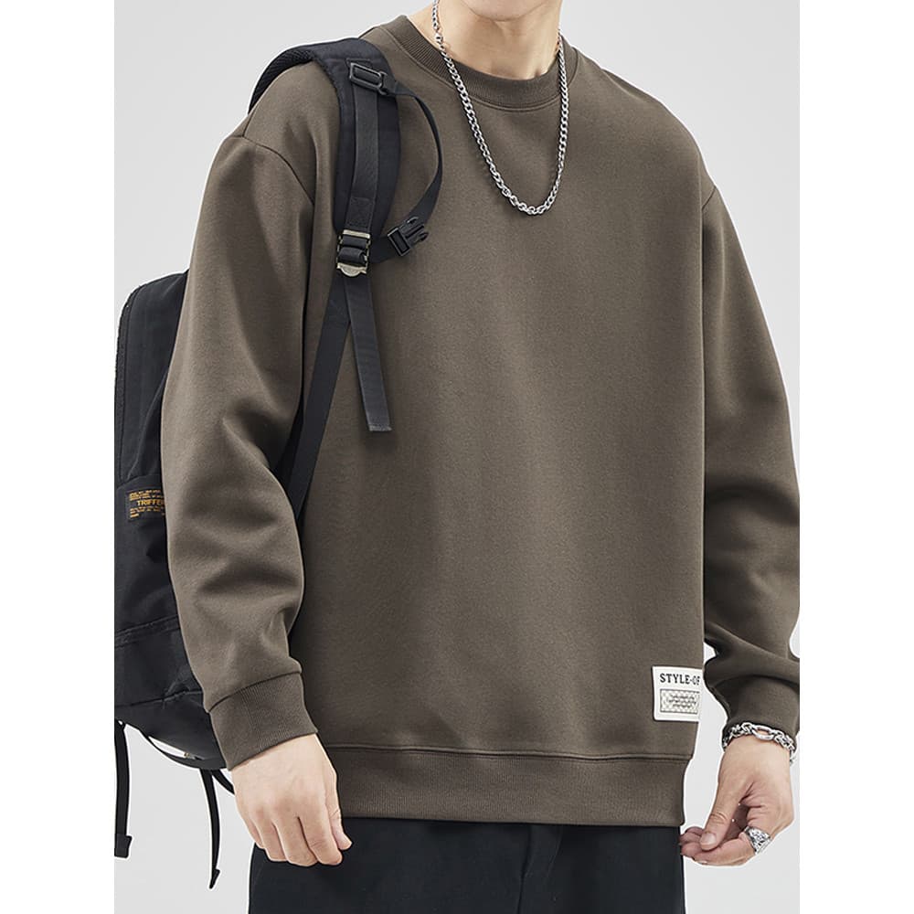 2023 primavera outono novo estilo pulôver em torno do pescoço topo camiseta masculina juventude All-Match solto Casual m