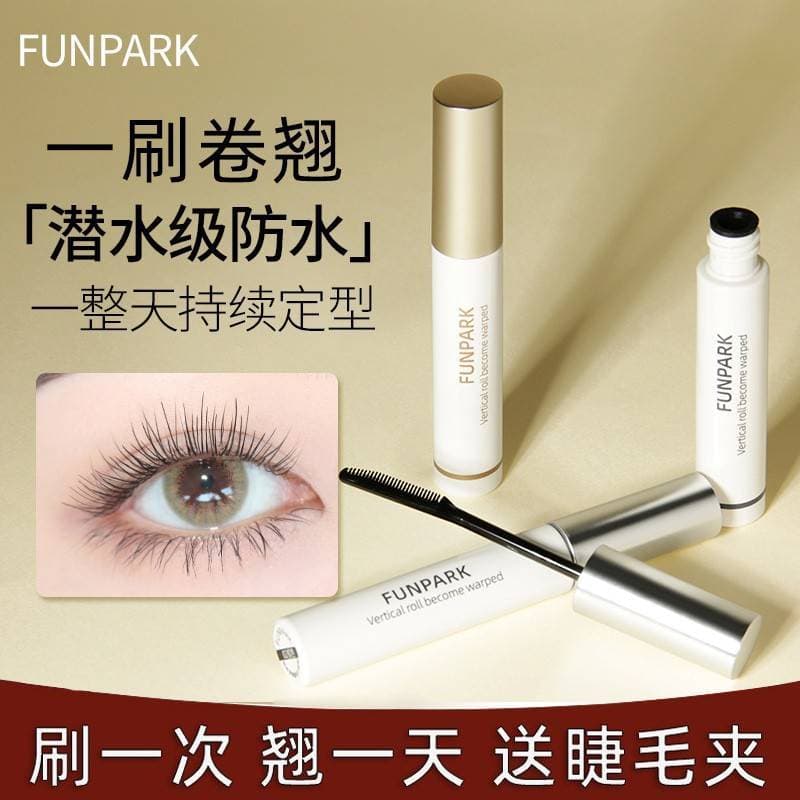 Funpark Primer para cílios feminino, à prova d'água, longo, ondulado, sem manchas, estilo líquido, escova fina, capa de