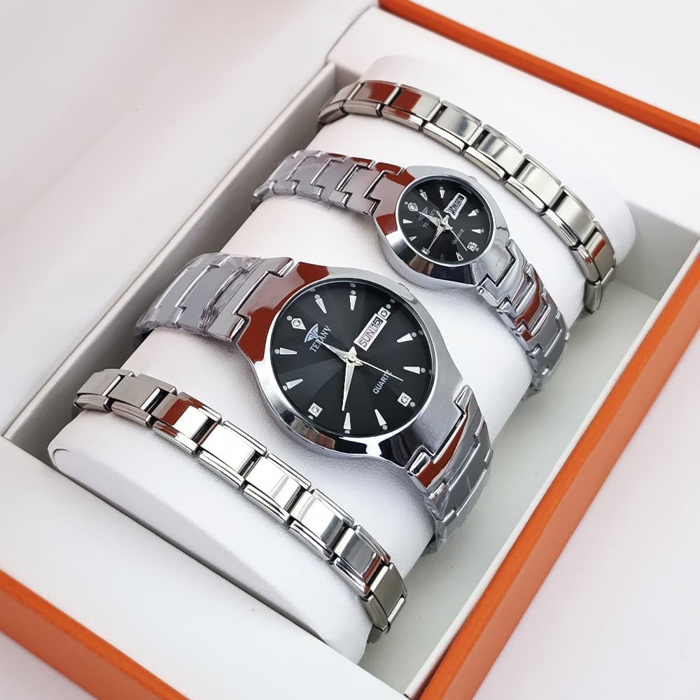 Conjunto de pulseira de relógio de alto valor para casais moda masculina conjunto de relógio feminino presente conjunto