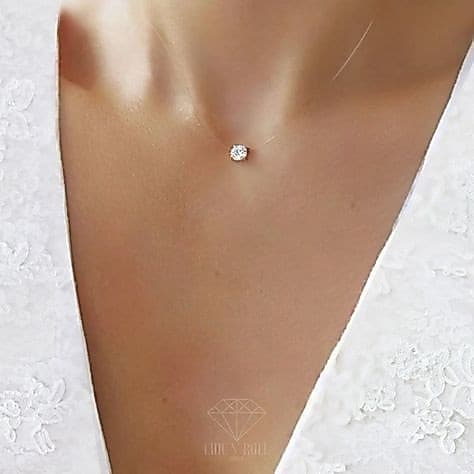 Colar Ponto Fio De Luz - Fio De Nylon  colar feminino strass unissex