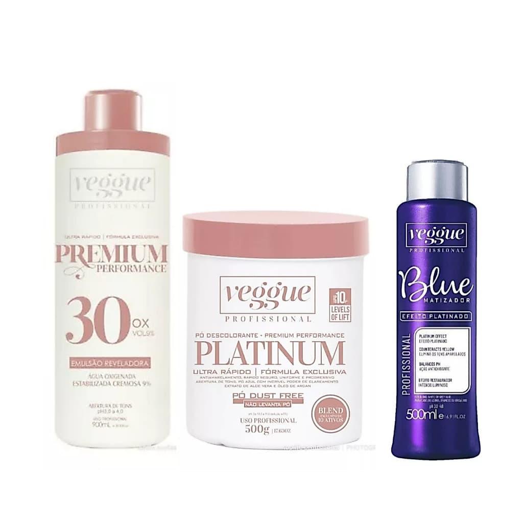 Kit Matizador Platinado+pó Descolorante+agua Oxigenada 30