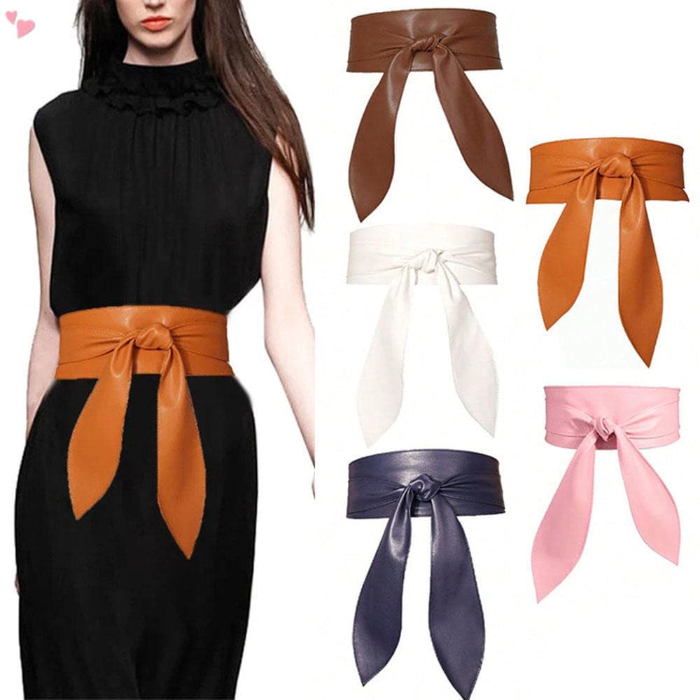 Cinto Largo Obi Feminino em Couro PU Macio para Amarrar na Cintura, Estilo Corset para Vestido YIFH