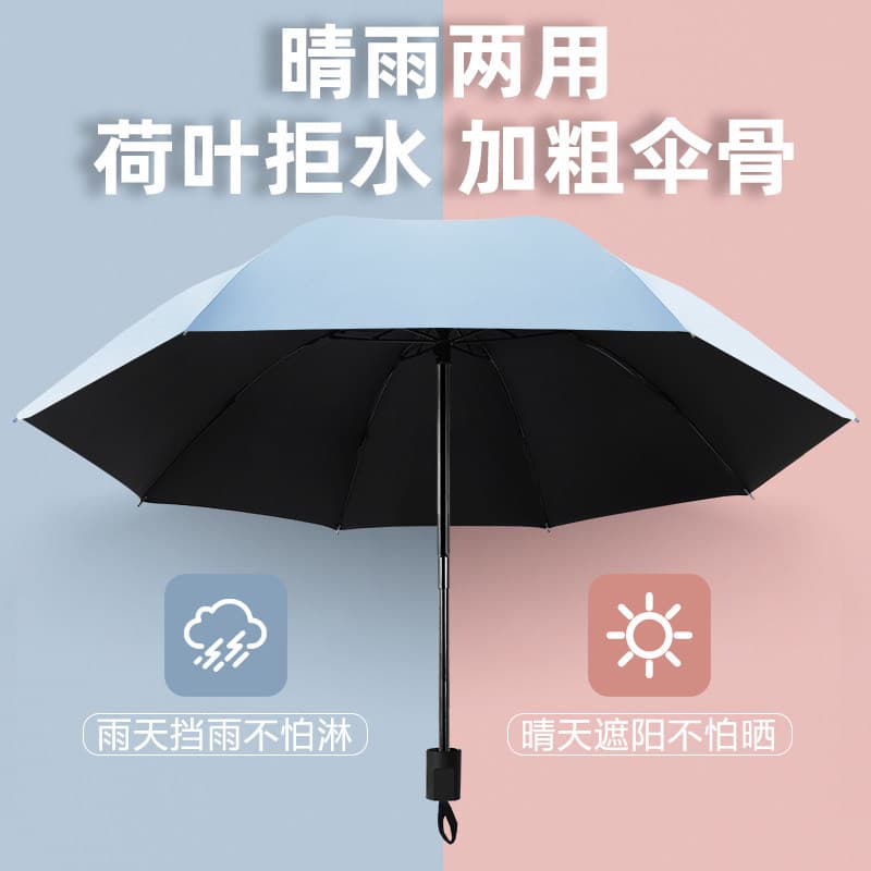 Guarda-chuva protetor solar dobrável leve, guarda-sol resistente ao calor de vinil reforçado com 8 ossos