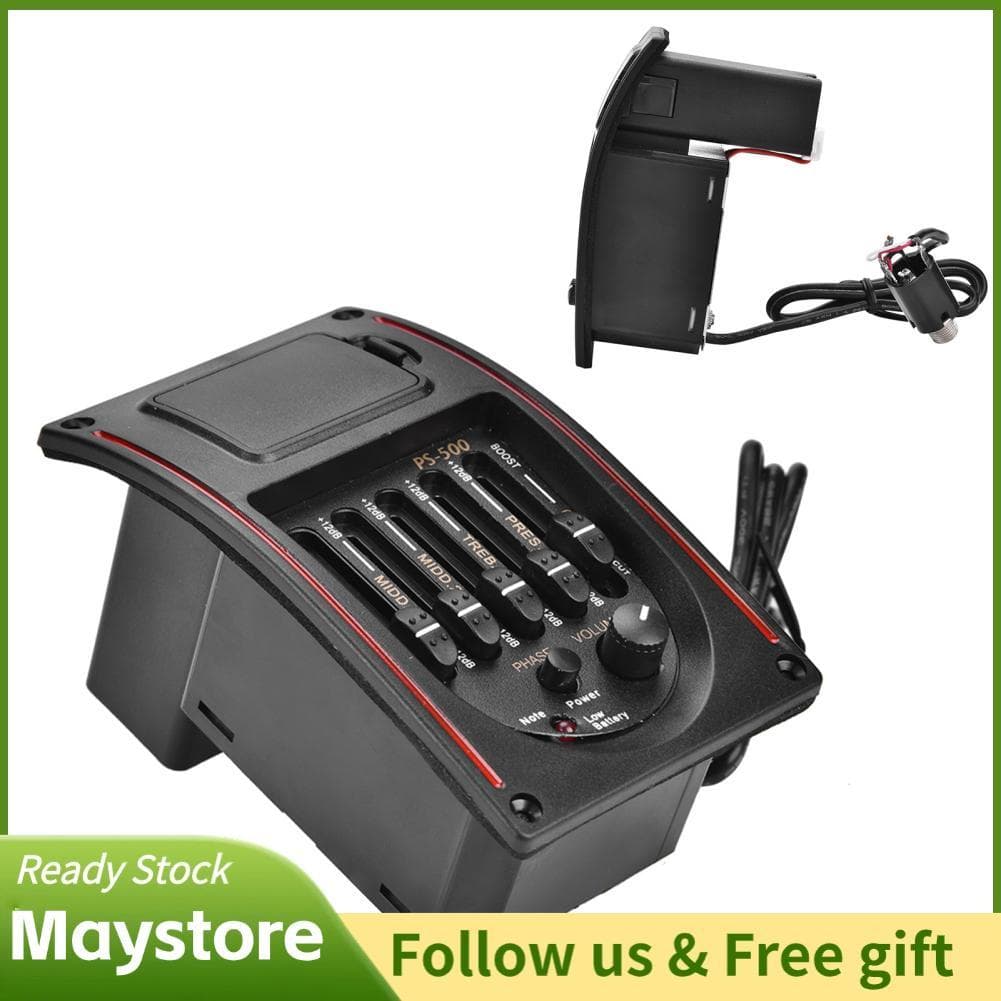 Maystoree-br Pré-amplificador acústico de guitarra Piezo PS 500 5Band lizer Sintonizador digital captador para conjunto