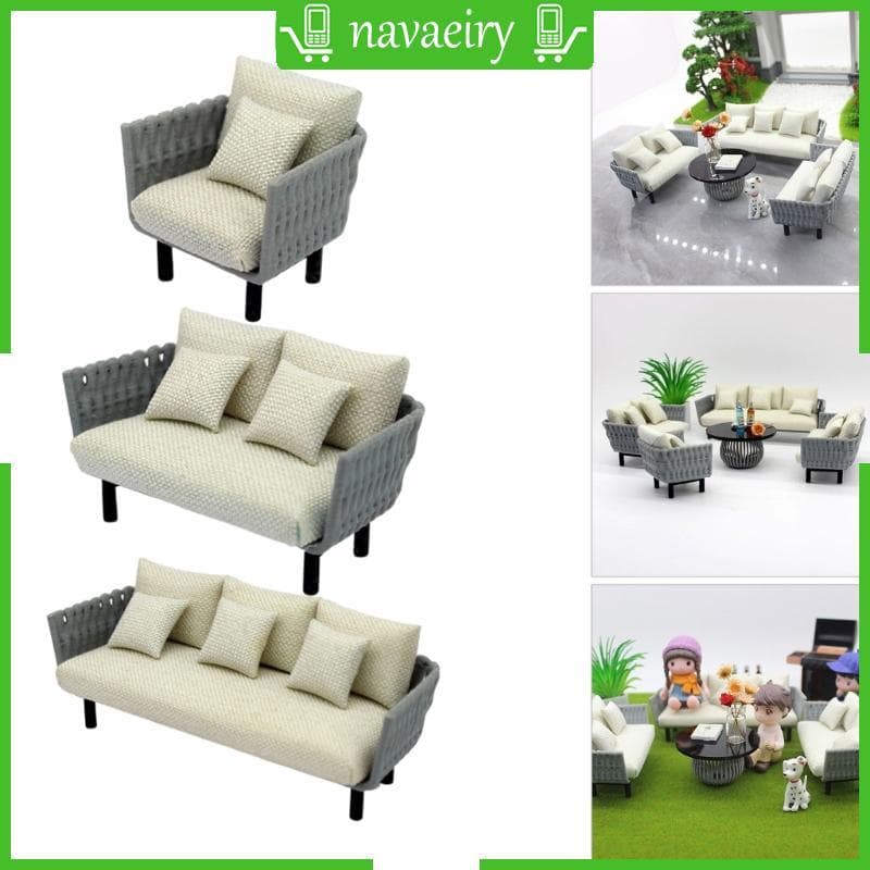 Conjunto Sofá E Travesseiro Miniatura Realista nava Para Acessórios Exibição Cenas Bonecas
