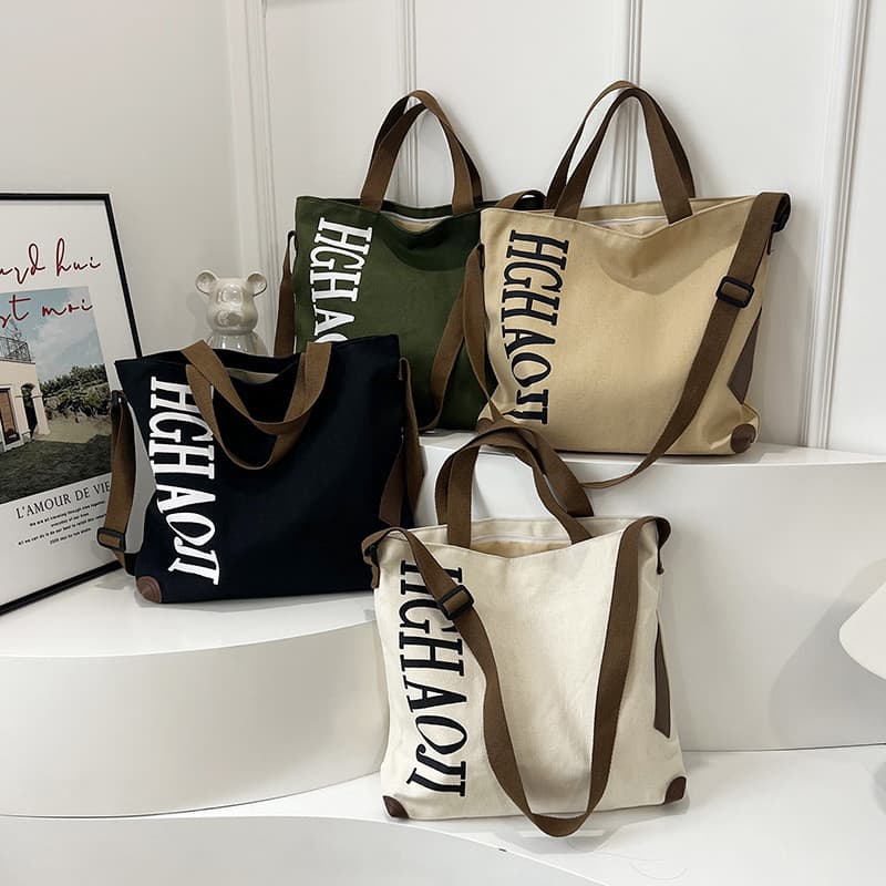 Xiaohongshu bolsa de lona de grande capacidade, venda quente, peça única, bolsa Casual, moda, simples, prática