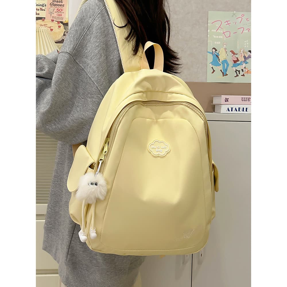 Mori série mochila de grande capacidade feminina novo estilo simples cor sólida estudantes da escola primária mochila Le