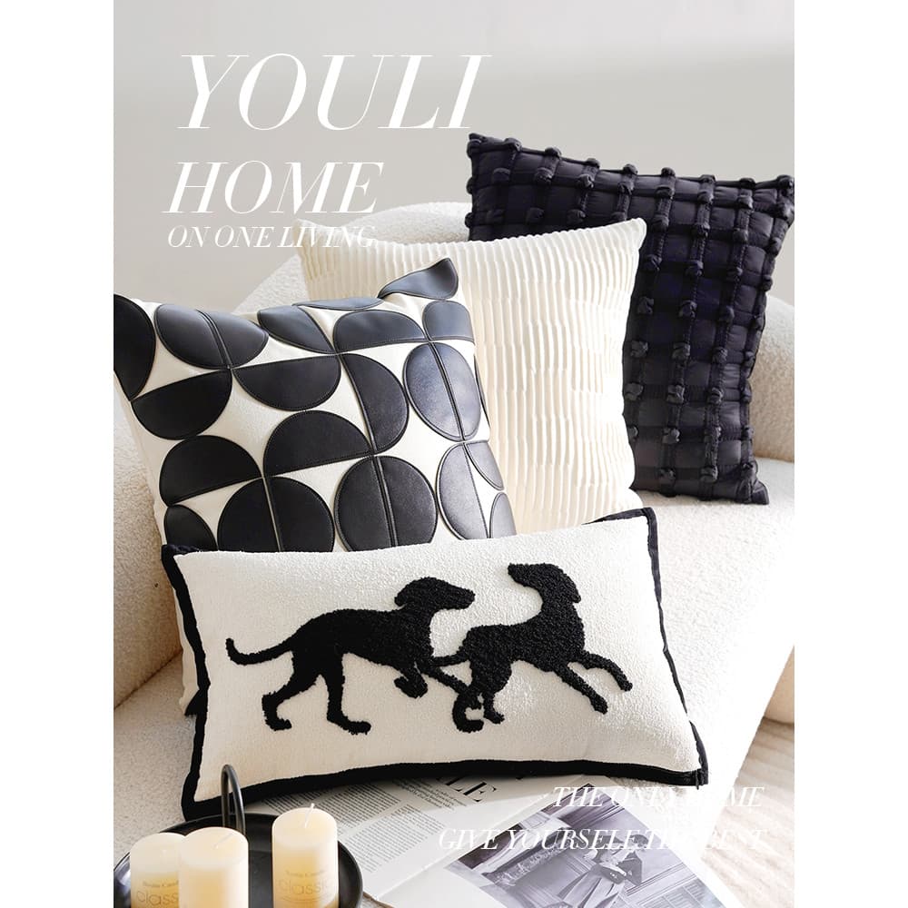 Luz de luxo High-End preto branco travesseiro francês Medieval travesseiro bordado simples cama sala estar sofá fronha c