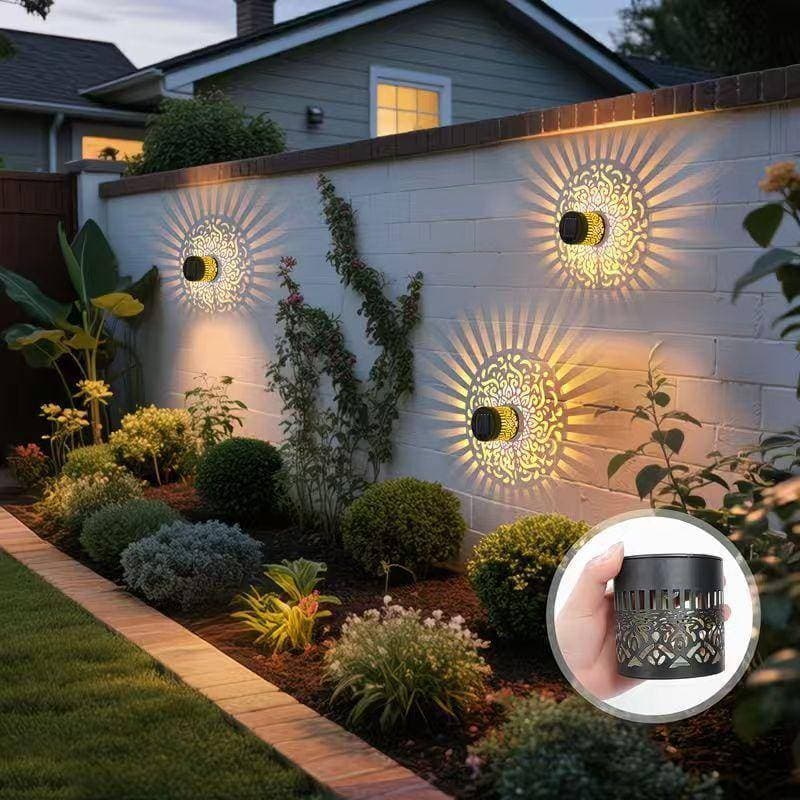 4 Pçs Movido A Energia Solar Mandala Luzes De Parede Auto Crepúsculo Ao Amanhecer À Prova Dwaterproof Água Para Ar Livre