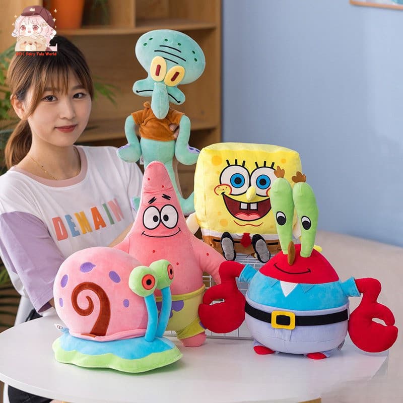 Bonecos de Pelúcia Kawaii SpongeBob, Patrick Estrela, Squidward Tentacles, Presente de Natal