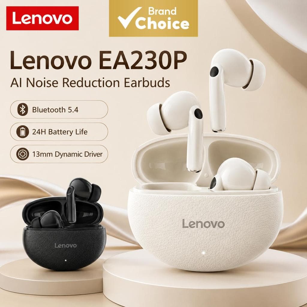 Fones De Ouvido Lenovo EA230P Sem Fio Bluetooth Intra-Auriculares À Prova D'água AI ENC Clear Call 360 Surround Sound 24