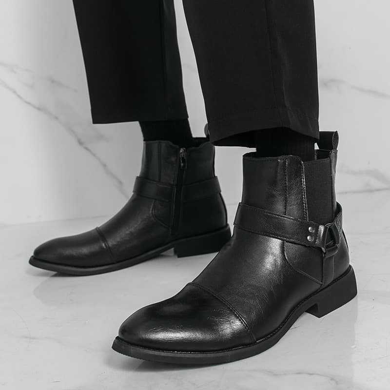 Botas Chelsea masculinas estilo britânico botas de cano alto negócios de couro de alta qualidade na moda botas Mar