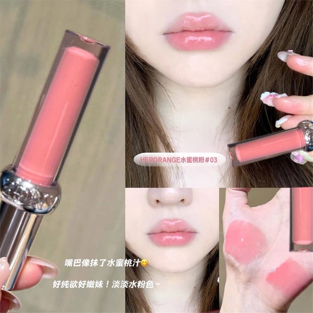 Baixo saturado antigo Barbie pó gelo transparente lábio esmalte hidratante espelho brilho labial puro desejo atmosfera s