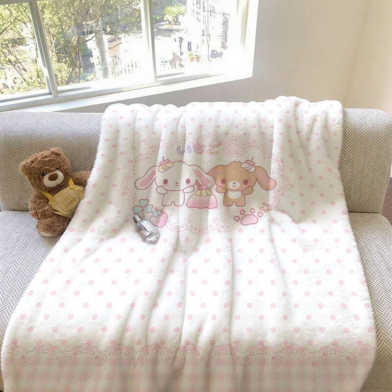 Bonito sobremesa coelho flanela cobertor menina coração dormitório quarto almoço pausa ar condicionado cobertor sala de