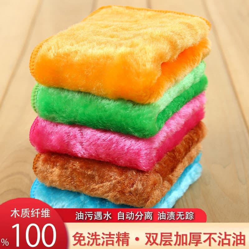 Pano de prato japonês não oleoso pano de prato mágico cozinha dedicado toalha de prato fibra de madeira absorvente não-f