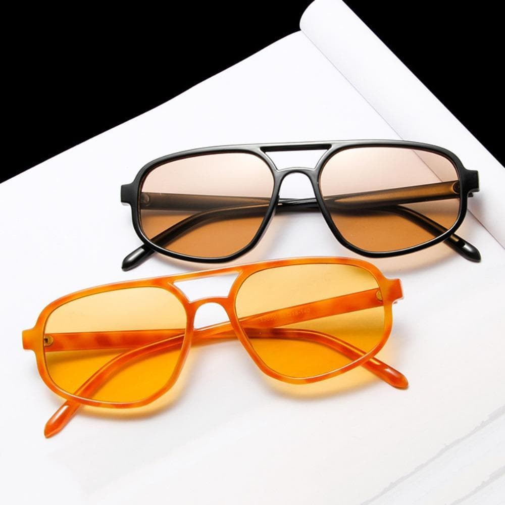 Óculos De Sol De Feixe Duplo , Quadrados Irregulares Punk UV400 Tendência Retrô Com Estampa De Leopardo