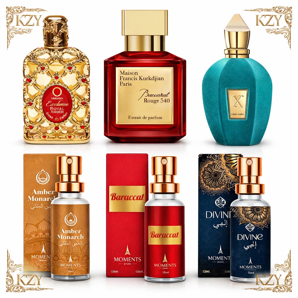 Kit 3 Perfume Árabe Unissex Eau de Parfum EDP 15ml Moments Importado Bolsa Viagem Pequeno Fragrancia