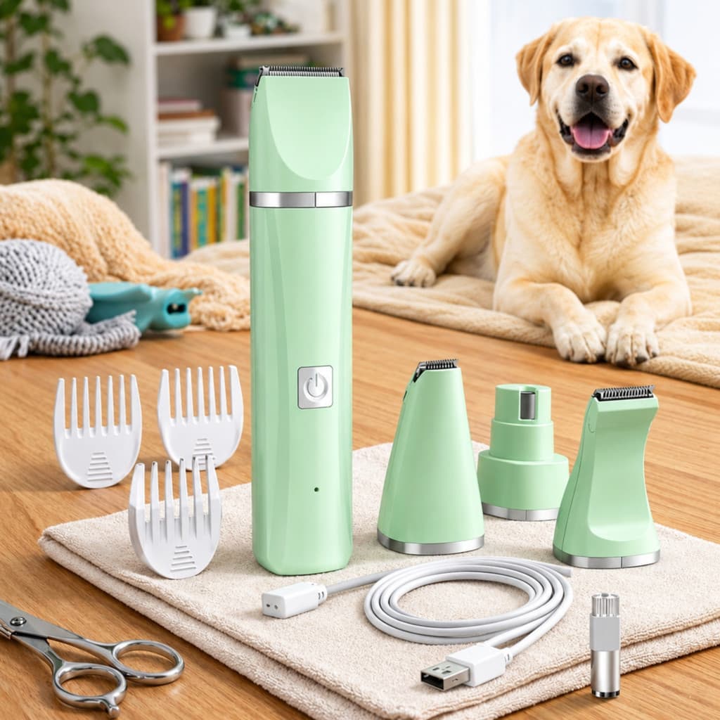 Aparador Pet 4 em 1 Recarregável USB para Cães e Gatos com Acessórios