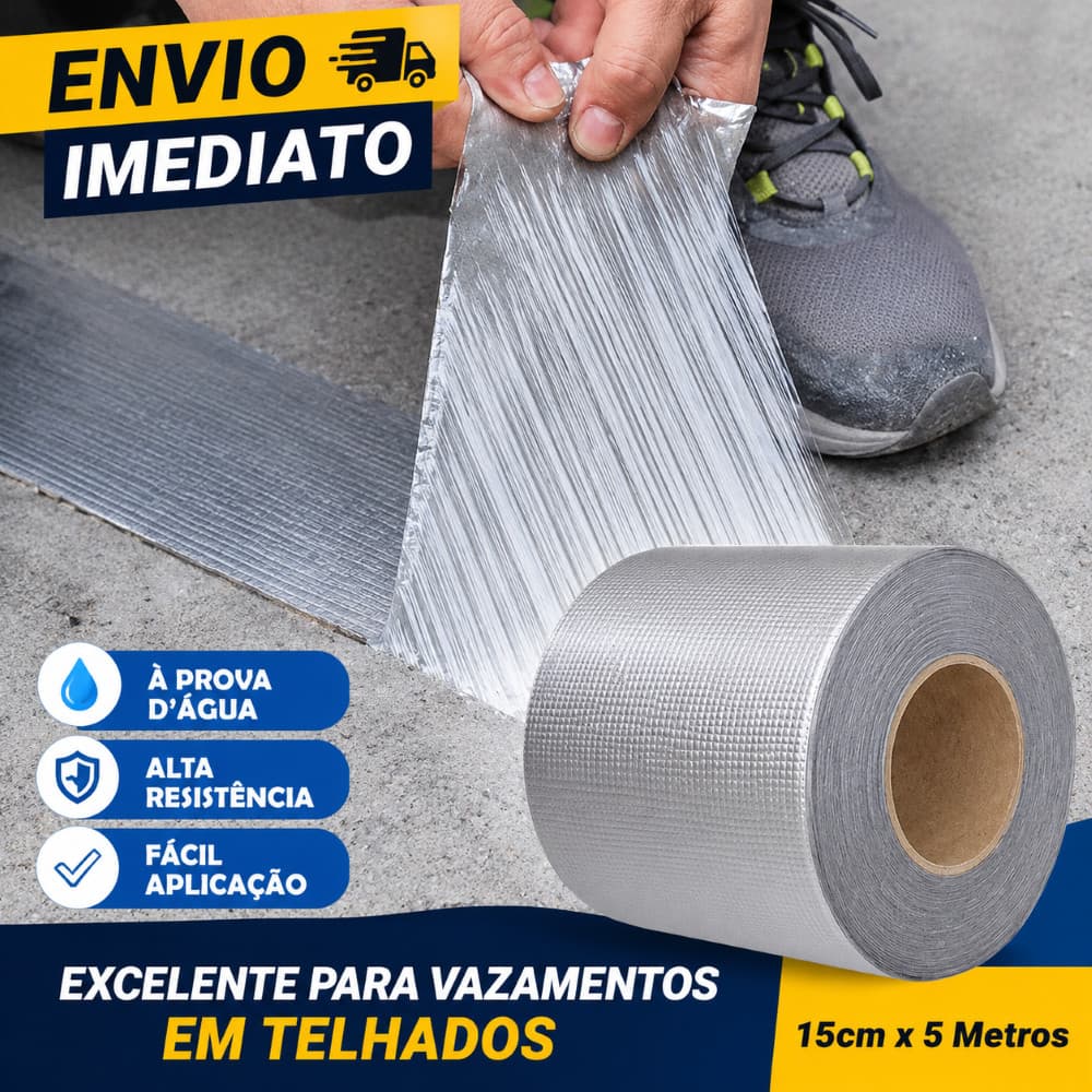 Fita de vedação de aluminio contra vazamentos Fita Adesiva butilica  Alta Aderência Vedação Calha Telhado Caixa D'Água