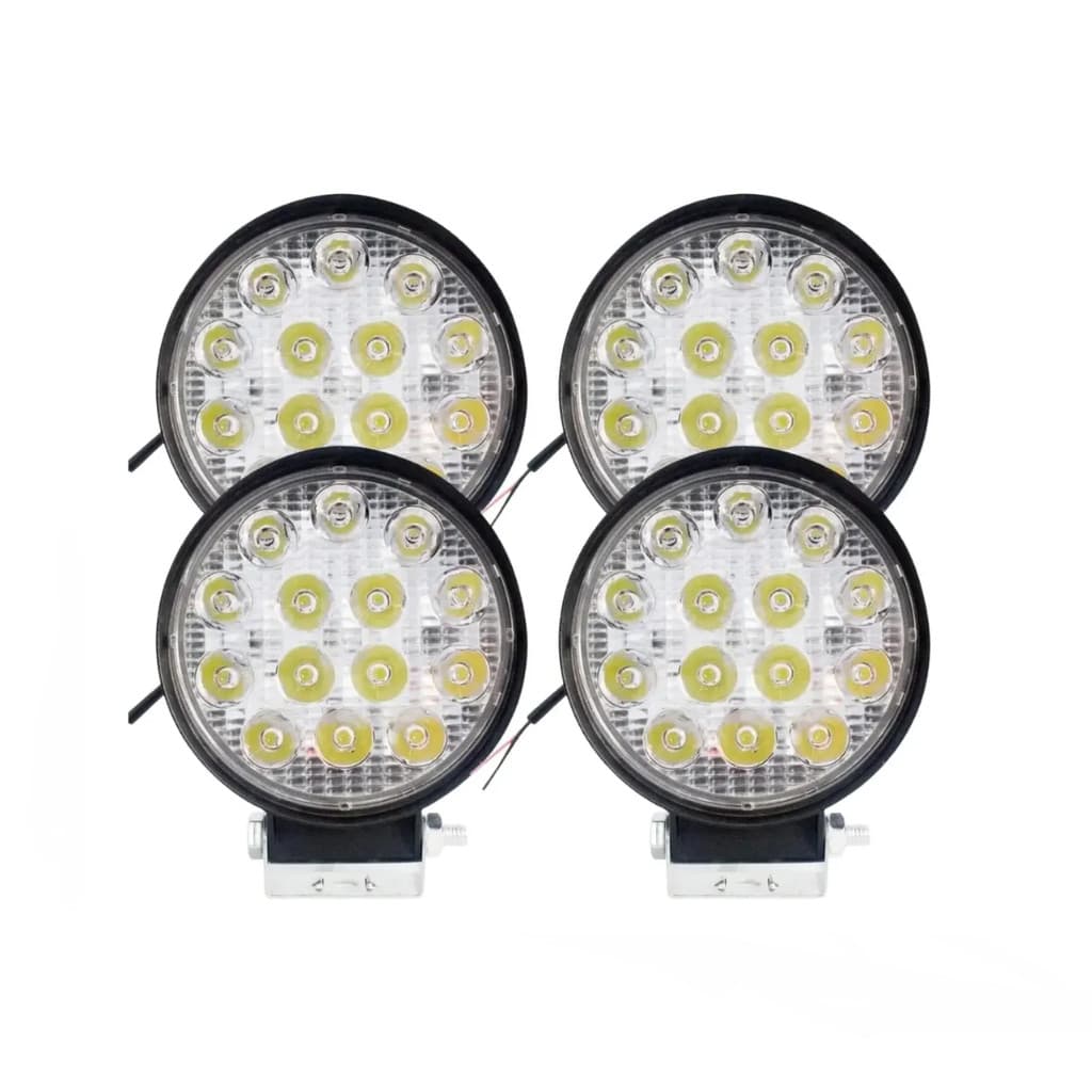 KIT 4 FAROL MILHA 42W REDONDO 14 LEDS 12V 24V