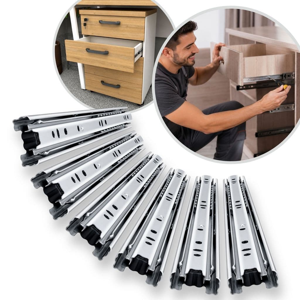 6 Corrediça Telescópica Gaveta Trilho Móvel MiniLight 3 Pares Móveis Armário Reforçado 25cm até 55cm