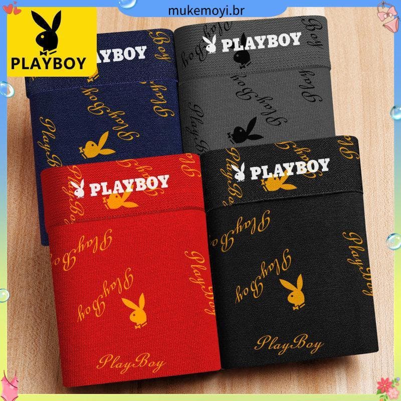 Playboy IOW7 Masculino E # 39 ; s Cuecas Boxe r De Algodão