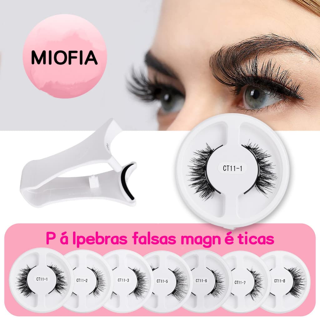 Cílios postiços magnéticos à prova d'água reutilizáveis MIOFIA, com clipe para cílios