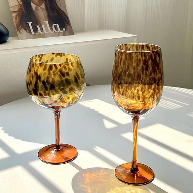 【Beleza Clássica】JMY-Leopardo Taça De Vinho Antiga/Copo De Vinho/Decoração Vintage/Decoração/Restaurantes