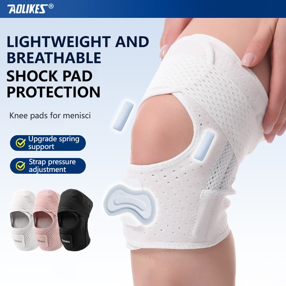 AOLIKES 1 Pcs Suporte De Joelho Leve Com Alças Respiráveis De Mola Almofada De Choque Alça Ajustável