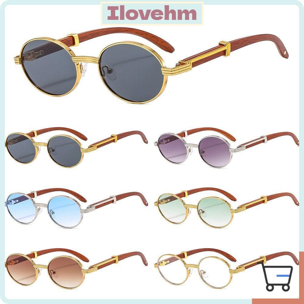 Óculos De Sol Ovais LUCKY-ILOVEHM , Redondos Vintage Clássicos Luxuosos Punk De Armação Pequena Da Moda